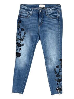 Driftwood Jeans Embellished Sequin Flowers Size 28 Midnight Dream Jackie